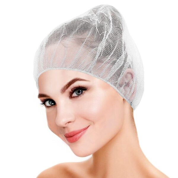 AMZ Medical Supply Disposable Hair Net 21 Inch. Pack of 100 White Nylon Bouffant Hair Nets Food Service. Soft Durable Disposable Hair Cap with Elastic Edge. Odorless and Well Ventilated Bouffant Caps