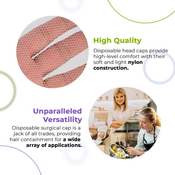AMZ Medical Supply Disposable Hair Net 21 Inch. Pack of 100 White Nylon Bouffant Hair Nets Food Service. Soft Durable Disposable Hair Cap with Elastic Edge. Odorless and Well Ventilated Bouffant Caps - Image 4