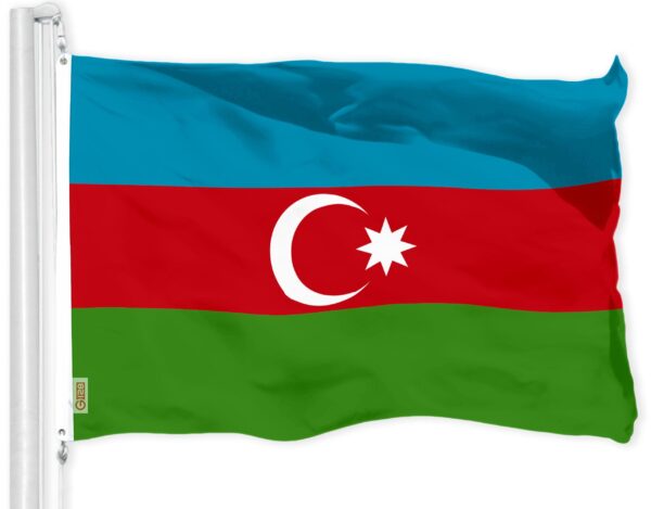 G128 Combo Pack: American USA Flag 3x5 Ft & Azerbaijan Azerbaijanis Azeris Flag | Both LiteWeave Pro Series Printed 150D Polyester, Brass Grommets - Image 2