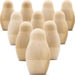 AEVVV Unfinished Nesting Dolls Lot of 10 Sets by 4 pcs   Blank Nesting Dolls   Unpainted Dolls   Wooden Things to Paint