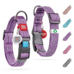 Reflective Cotton Dog Collar Eco Friendly Alt to Nylon Collar for Small Medium and Large Dogs   Pet Collar with QR ID Tag   Puppy Collar for Large Breed Dogs   Adjustable Male Female Dog Collar