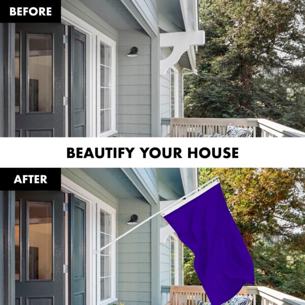 G128 Combo Pack: 5 Ft Tangle Free Aluminum Spinning Flagpole (White) & Solid Violet Color Flag 2.5x4 Ft, LiteWeave Pro Series Printed 150D Polyester | Pole with Flag Included - Image 3