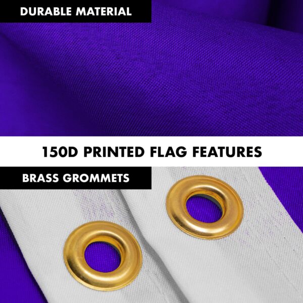 G128 Combo Pack: 5 Ft Tangle Free Aluminum Spinning Flagpole (White) & Solid Violet Color Flag 2.5x4 Ft, LiteWeave Pro Series Printed 150D Polyester | Pole with Flag Included - Image 4