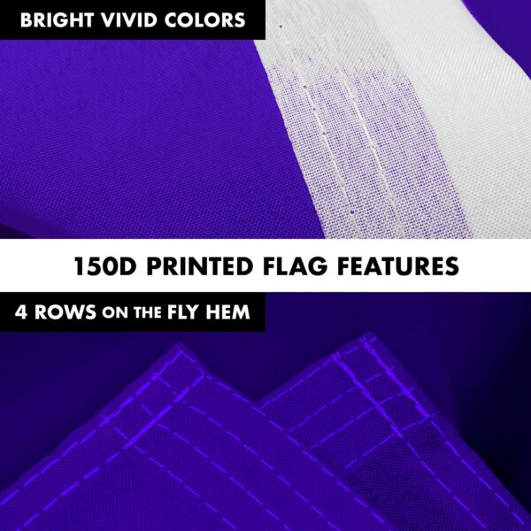 G128 Combo Pack: 5 Ft Tangle Free Aluminum Spinning Flagpole (White) & Solid Violet Color Flag 2.5x4 Ft, LiteWeave Pro Series Printed 150D Polyester | Pole with Flag Included - Image 5
