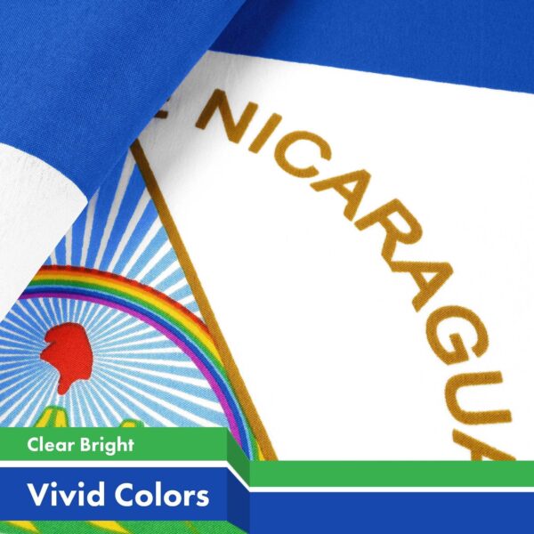 G128 Nicaragua Nicaraguan Flag | 3x5 Ft | LiteWeave Pro Series Printed 150D Polyester | Country Flag, Indoor/Outdoor, Vibrant Colors, Brass Grommets, Thicker and More Durable Than 100D 75D Polyester - Image 3