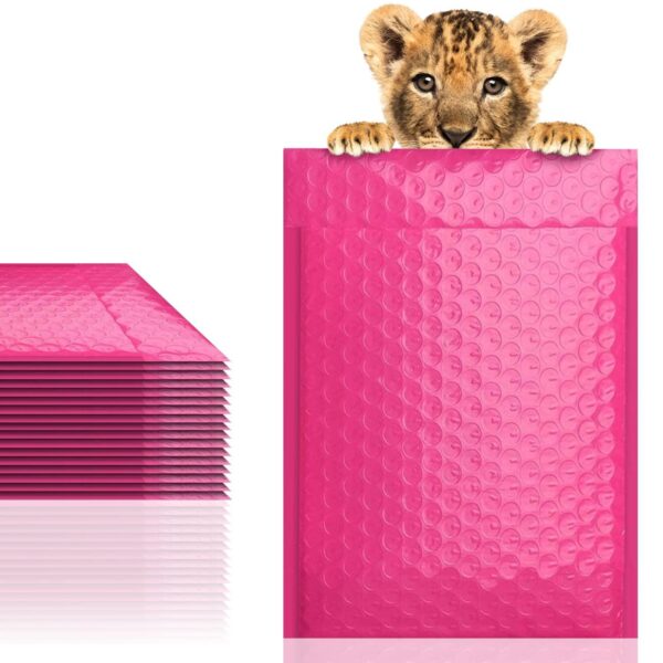 Pack of 25 Pink Poly Bubble Mailers 6.5 x 9 Padded Envelopes 6 1/2 x 9 Poly Cushion Envelopes with Peel and Seal Mailing Shipping Packaging and Packing Supplies Bags with Cushioning