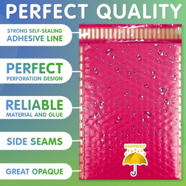 Pack of 25 Pink Poly Bubble Mailers 6.5 x 9 Padded Envelopes 6 1/2 x 9 Poly Cushion Envelopes with Peel and Seal Mailing Shipping Packaging and Packing Supplies Bags with Cushioning - Image 3