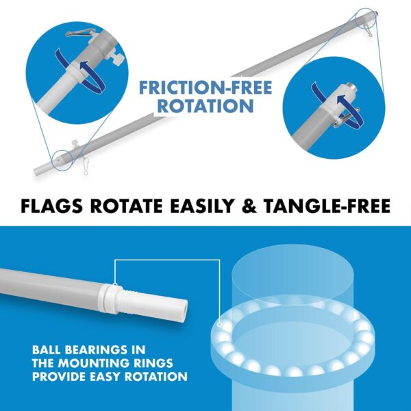 G128 Combo Pack: 6 Ft Tangle Free Aluminum Spinning Flagpole (Silver) & California CA State Flag 3x5 Ft, LiteWeave Pro Series Printed 150D Polyester, 4 Corner Brass Grommets | Pole with Flag Included - Image 9