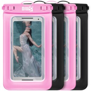 Black & Pink 2 pcs each Waterproof Phone Pouches for iPhone Galaxy Pixel up to 7.2 Inches   IPX8 Dry Bags for Beach Vacation Swimming Snorkeling Kayaking and Outdoor Excursions