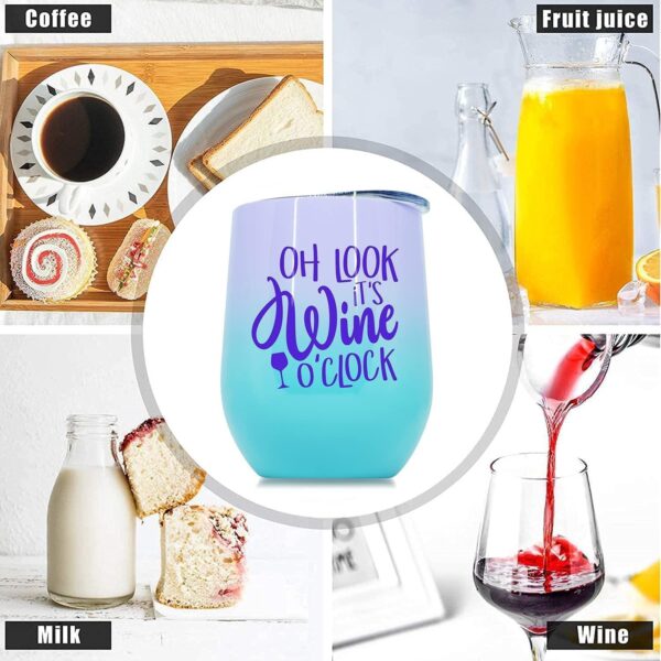 Premium Stainless Steel Wine Tumbler with Lid 12 oz Double Wall Vacuum Insulated Stemless Travel Glass Funny Phrase Engraved Mug | Custom Personalized Men Women Cup with Sayings White - Image 4