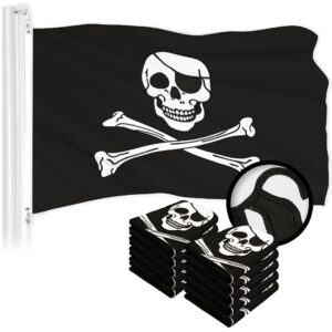 G128 10 Pack: Pirate Jolly Roger Bones Flag | 2.5x4 Ft | ToughWeave Series Embroidered 300D Polyester | Novelty Flag, Embroidered Design, Indoor/Outdoor, Brass Grommets