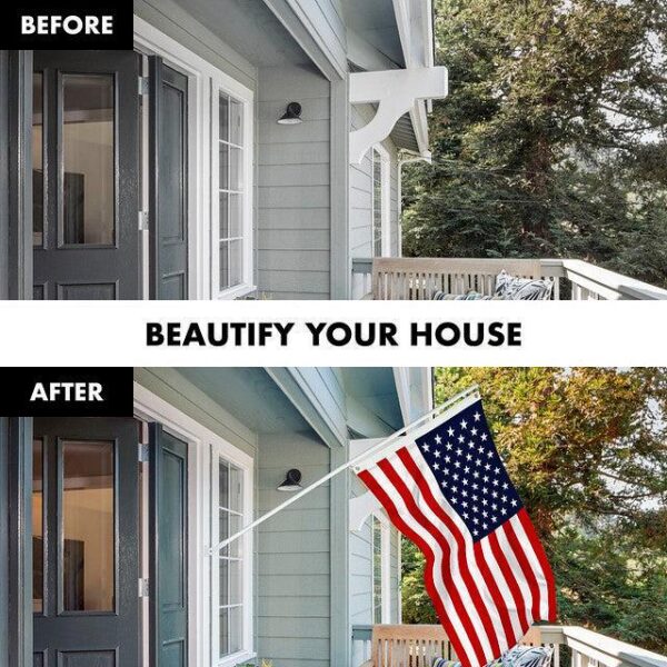 G128 Combo Pack: 6 Feet Tangle Free Spinning Flagpole (White) USA American Flag 3x5 ft Printed 150D Brass Grommets (Flag Included) Aluminum Flag Pole - Image 3