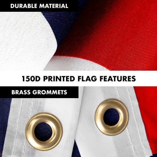 G128 Combo Pack: 6 Feet Tangle Free Spinning Flagpole (White) USA American Flag 3x5 ft Printed 150D Brass Grommets (Flag Included) Aluminum Flag Pole - Image 4