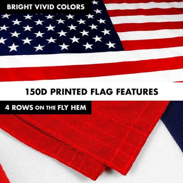 G128 Combo Pack: 6 Feet Tangle Free Spinning Flagpole (White) USA American Flag 3x5 ft Printed 150D Brass Grommets (Flag Included) Aluminum Flag Pole - Image 5