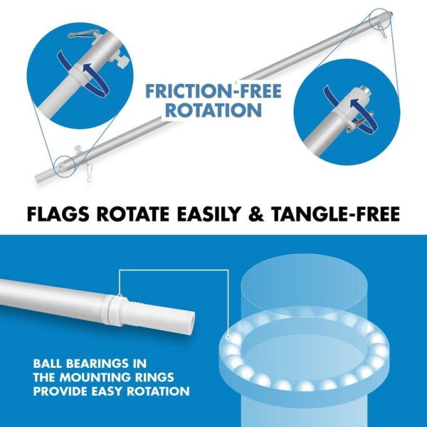 G128 Combo Pack: 6 Ft Tangle Free Spinning Flagpole (Silver) & Sri Lanka Flag 3x5 Ft Printed 150D Polyester, Brass Grommets (Flag Included) Aluminum Flag Pole - Image 9