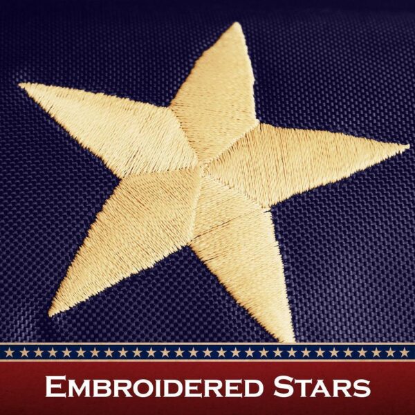 G128 Betsy Ross Tea-Stained Flag | 2x3 Ft | Pole Sleeve Embroidered 420D Polyester - Embroidered Stars, Sewn Stripes, Brass Grommets, Indoor/Outdoor, Vibrant Colors, Quality Polyester - Image 3