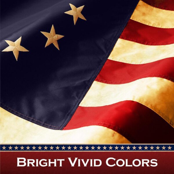 G128 Betsy Ross Tea-Stained Flag | 2x3 Ft | Pole Sleeve Embroidered 420D Polyester - Embroidered Stars, Sewn Stripes, Brass Grommets, Indoor/Outdoor, Vibrant Colors, Quality Polyester - Image 4
