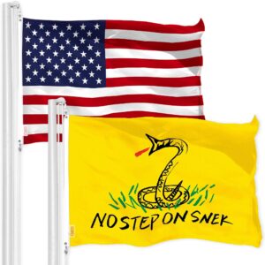 G128 Combo Pack: USA American Flag & No Step On Snek Flag 3x5 FT Printed 150D Polyester