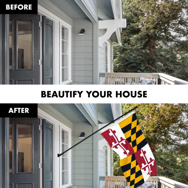 G128 Combo Pack: 5 Ft Tangle Free Aluminum Spinning Flagpole (Black) & Maryland MD State Flag 2x3 Ft, ToughWeave Series Embroidered 300D Polyester | Pole with Flag Included - Image 3