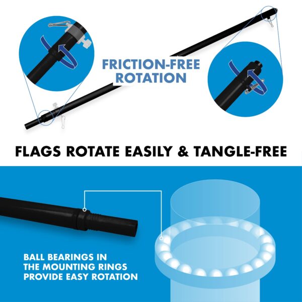 G128 Combo Pack: 5 Ft Tangle Free Aluminum Spinning Flagpole (Black) & Maryland MD State Flag 2x3 Ft, ToughWeave Series Embroidered 300D Polyester | Pole with Flag Included - Image 9