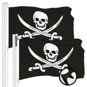 G128 2 Pack: Pirate Jolly Roger Swords Flag | 2x3 Ft | ToughWeave Series Embroidered 300D Polyester | Novelty Flag, Embroidered Design, Indoor/Outdoor, Brass Grommets