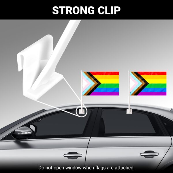G128 2 Pack: LGBT Progress Rainbow Pride Car Flag | 11x17 In | Double LiteWeave Pro Series Double Sided Printed 150D Polyester | Flagpole Included | Perfect for Festival Celebrations, Parades - Image 7