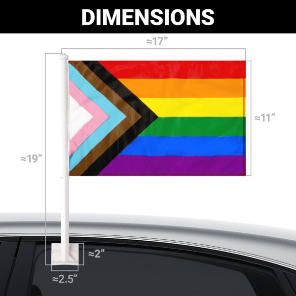 G128 2 Pack: LGBT Progress Rainbow Pride Car Flag | 11x17 In | Double LiteWeave Pro Series Double Sided Printed 150D Polyester | Flagpole Included | Perfect for Festival Celebrations, Parades - Image 8
