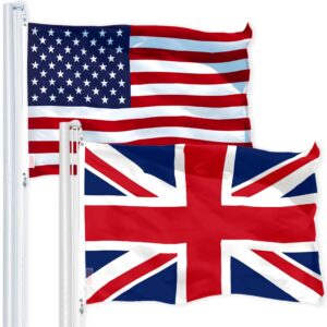 G128 Combo Pack: USA American Flag 3x5 Ft 150D Printed Stars & United Kingdom (Union Jack) Flag 3x5 Ft 150D Printed