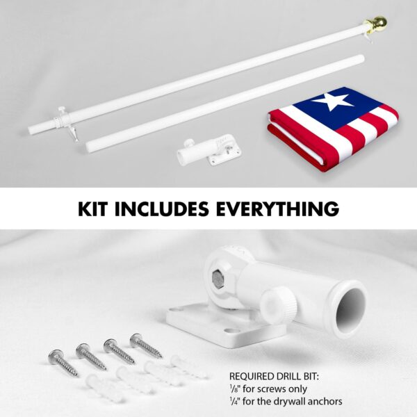 G128 Combo Pack: 6 Ft Tangle Free Aluminum Spinning Flagpole (White) & Liberia Liberian Flag  3x5 Ft LiteWeave Pro Series Printed 150D Polyester | Pole with Flag Included - Image 2