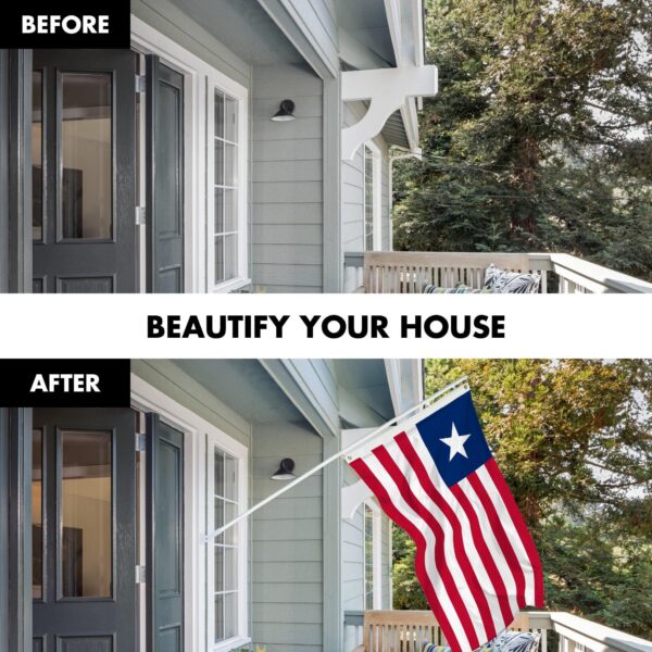 G128 Combo Pack: 6 Ft Tangle Free Aluminum Spinning Flagpole (White) & Liberia Liberian Flag  3x5 Ft LiteWeave Pro Series Printed 150D Polyester | Pole with Flag Included - Image 3