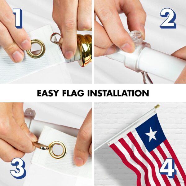 G128 Combo Pack: 6 Ft Tangle Free Aluminum Spinning Flagpole (White) & Liberia Liberian Flag  3x5 Ft LiteWeave Pro Series Printed 150D Polyester | Pole with Flag Included - Image 7