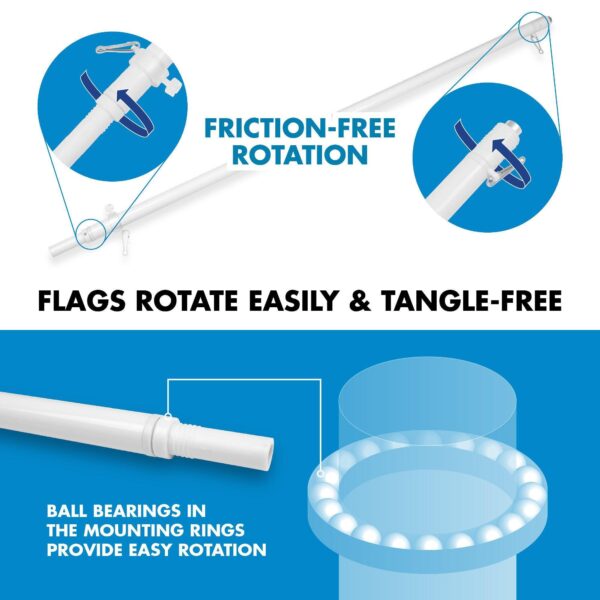 G128 Combo Pack: 6 Ft Tangle Free Aluminum Spinning Flagpole (White) & Liberia Liberian Flag  3x5 Ft LiteWeave Pro Series Printed 150D Polyester | Pole with Flag Included - Image 9