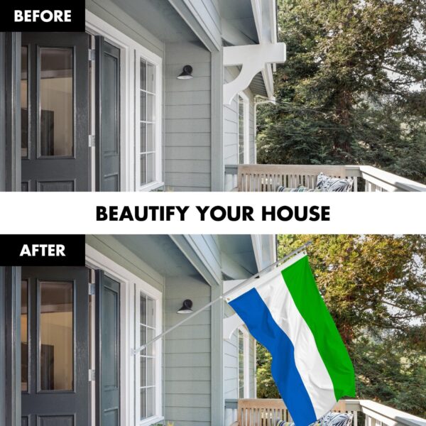 G128 Combo Pack: 6 Ft Tangle Free Aluminum Spinning Flagpole (Silver) & Sierra Leone Sierra Leonean Flag  3x5 Ft LiteWeave Pro Series Printed 150D Polyester | Pole with Flag Included - Image 3