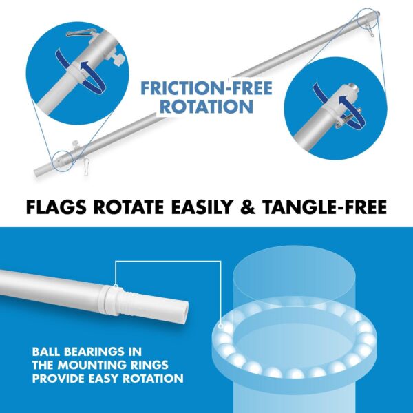G128 Combo Pack: 6 Ft Tangle Free Aluminum Spinning Flagpole (Silver) & Sierra Leone Sierra Leonean Flag  3x5 Ft LiteWeave Pro Series Printed 150D Polyester | Pole with Flag Included - Image 9