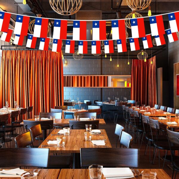 G128 Chile Chilean Bunting Banner | Flag 8.2 x 5.5 Inch, Full String 33 Feet | Printed 150D Polyester, Decorations For Bar, School, Festival Events Celebration - Image 5