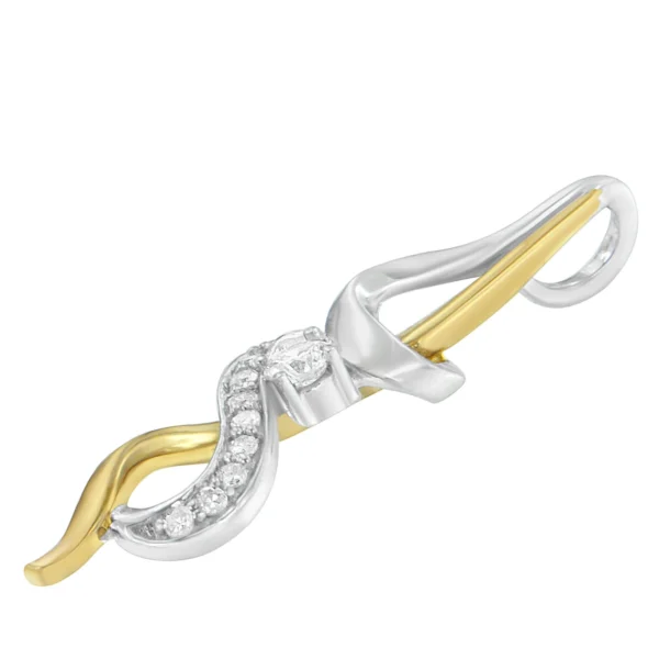 Espira 10K Two-tone Gold 1/5 cttw Diamond Intertwined Swirl Pendant Necklace (J-K, I1-I2) - Image 3