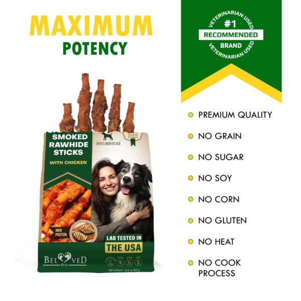 Dog Smoked Rawhide Sticks Wrapped Chicken & Pet Natural Chew Treats   Grain Free Organic Meat & Healthy Human Grade Dried Snacks in Bulk   Best Twists for Training Small & Large Dogs   Made for USA - Image 7