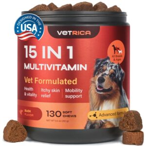 Dog Multivitamin Chews   Dog Vitamins 15 in 1   Joint Supplement for Dogs   Dog Vitamins & Supplements for Hip & Joint Immune System Glucosamine Chondroitin   Coat & Mobility   Itchy Skin Support
