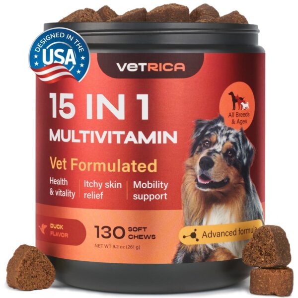 Dog Multivitamin Chews   Dog Vitamins 15 in 1   Joint Supplement for Dogs   Dog Vitamins & Supplements for Hip & Joint Immune System Glucosamine Chondroitin   Coat & Mobility   Itchy Skin Support