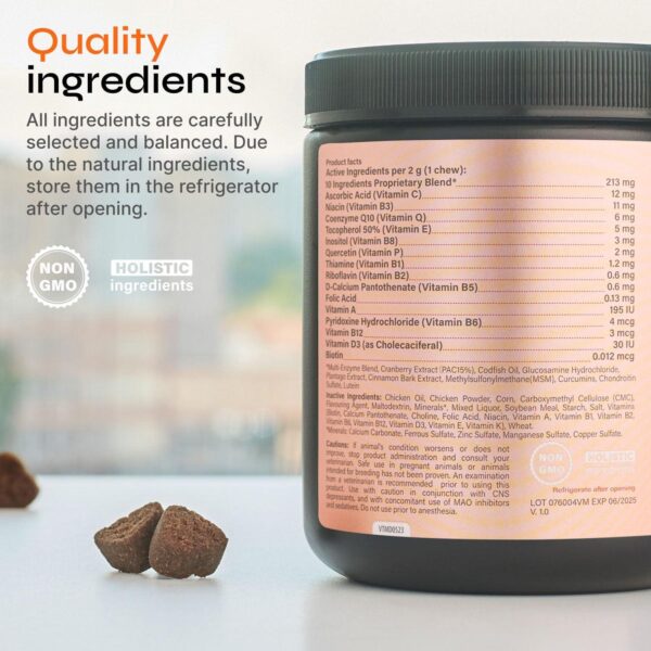 Dog Multivitamin Chews   Dog Vitamins 15 in 1   Joint Supplement for Dogs   Dog Vitamins & Supplements for Hip & Joint Immune System Glucosamine Chondroitin   Coat & Mobility   Itchy Skin Support - Image 6
