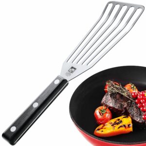 Heat Resistant Fish Spatula  11inch Stainless Steel Metal Spatula for NonStick Pan  Premium Spatulas for Cooking Fish Meat Eggs  BBQ Slotted Turner with ABS Solid Handle  Burger Flipper