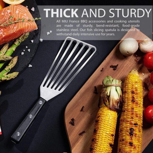 Heat Resistant Fish Spatula  11inch Stainless Steel Metal Spatula for NonStick Pan  Premium Spatulas for Cooking Fish Meat Eggs  BBQ Slotted Turner with ABS Solid Handle  Burger Flipper - Image 2