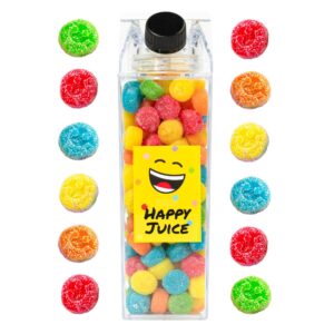 Happy Face Smiley Face Gummies | Sour Gummies in Reusable Carton Shape Clear Lucite Acrylic Bottle | Sour Tangy Gummy | For All Ages