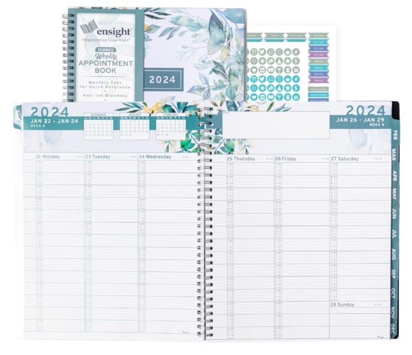 2024 Appointment Book & Planner    8.5 x 11 inches Large Tabbed Daily Hourly Weekly Planner Calendar and Schedule Book 15 Minute time Slots Business and Personal Planner Jan 2024   Jan 2025 (Floral)