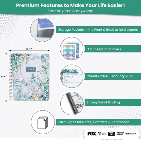 2024 Appointment Book & Planner    8.5 x 11 inches Large Tabbed Daily Hourly Weekly Planner Calendar and Schedule Book 15 Minute time Slots Business and Personal Planner Jan 2024   Jan 2025 (Floral) - Image 3