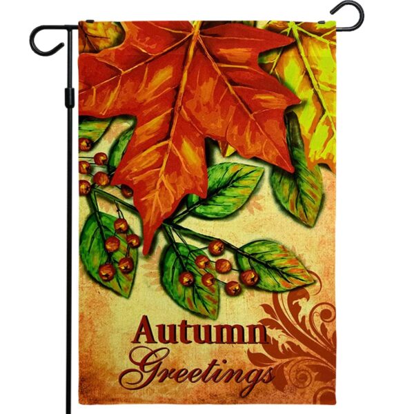Home Decorative Fall Garden Flag Autumn Greetings Quote Autumn Maple Leaf Garden Yard Decorations Rustic Holiday Seasonal Outdoor Flag 12  x 18