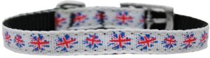 Graffiti Union Jack(uk Flag) Nylon Dog Collar With Classic Buckle 3/8" Size 8