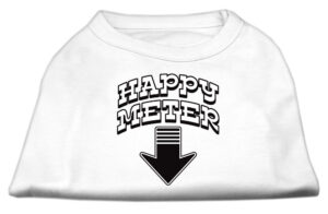Happy Meter Screen Printed Dog Shirt White Med