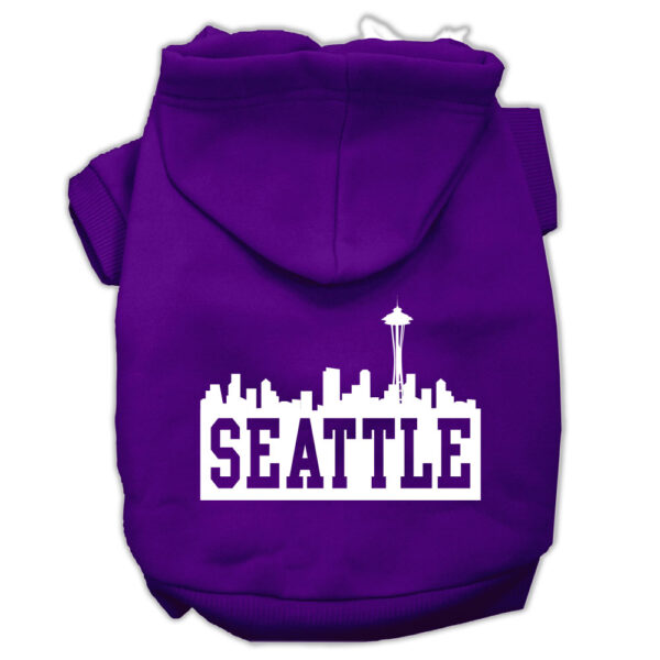 Seattle Skyline Screen Print Pet Hoodies Purple Size Xl (16)