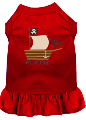 Poop Deck Embroidered Dog Dress Red Xxl